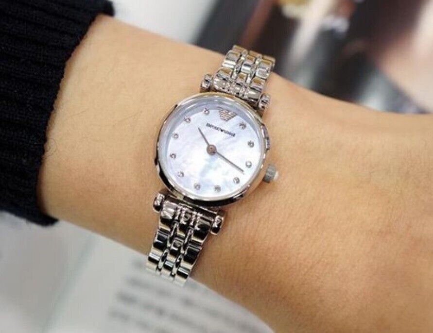 Emporio Armani Gianni T Bar Blue Dial Silver Steel Strap Watch For Women - AR1961