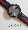 Gucci Interlocking XL Analog Black Dial Two Tone Nylon Strap Watch For Men - YA133206