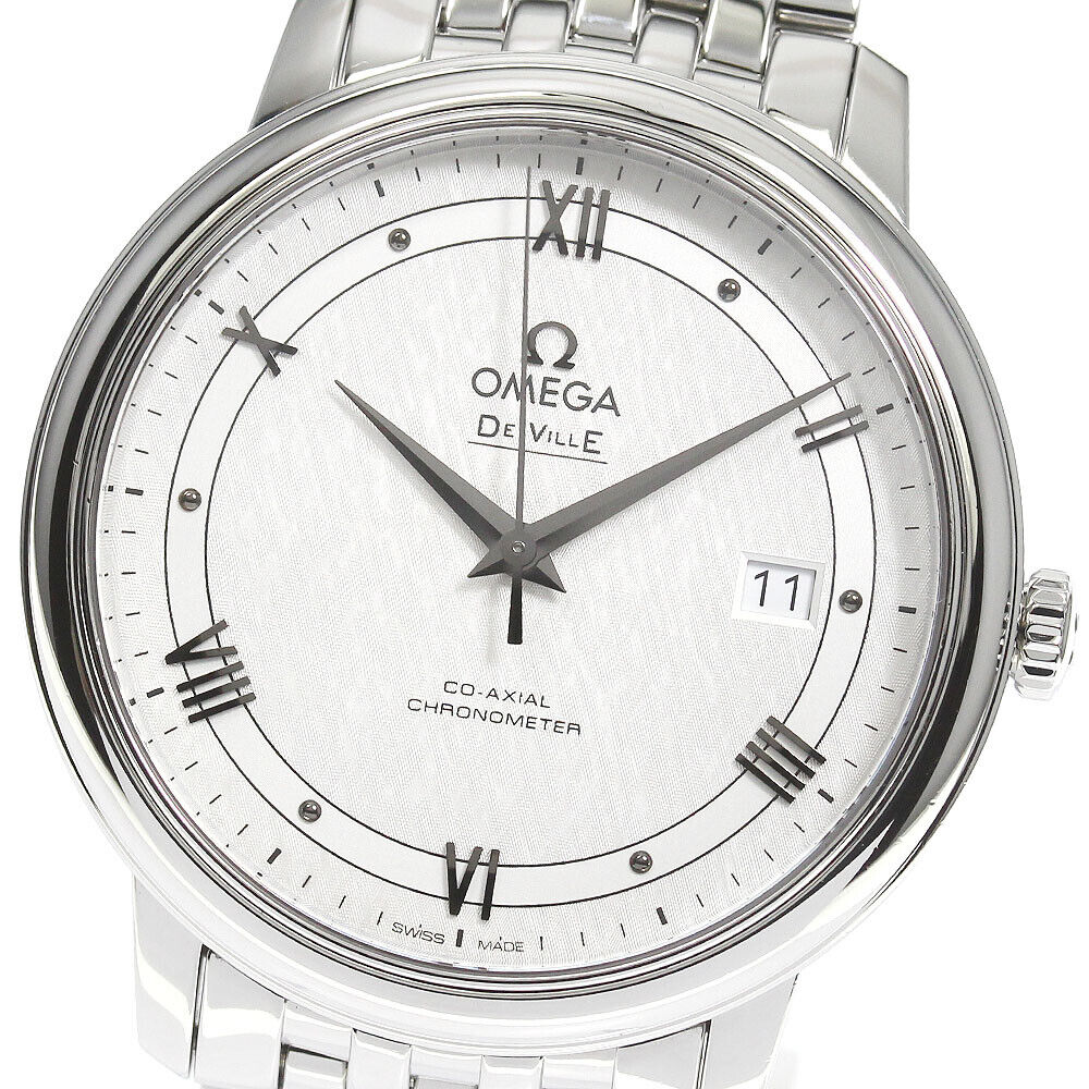 Omega De Ville Prestige Co Axial Automatic White Dial Silver Steel Strap Watch for Men - 424.10.40.20.02.005