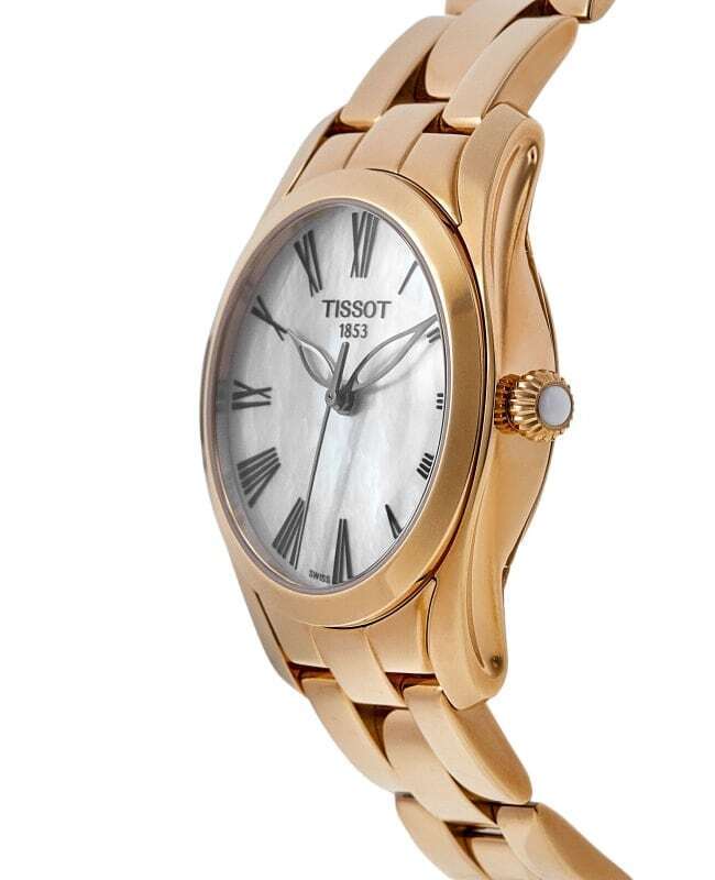 Tissot T Wave Mother of Pearl Dial Rose Gold Steel Strap Watch For Women - T112.210.33.113.00