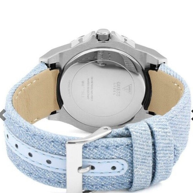 Guess Limelight Quartz Blue Dial Blue Leather Strap Watch For Men - W0775l1