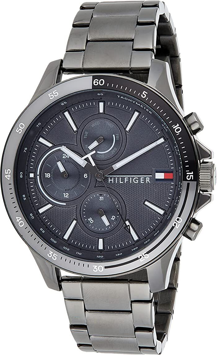 Tommy Hilfiger Bank Grey Dial Grey Steel Strap Watch for Men - 1791719