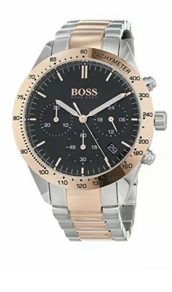 Hugo Boss Talent Chronograph Black Dial Two Tone Steel Strap Watch for Men - 1513584