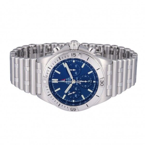 Breitling Chronomat B01 42 Frecce Tricolori Blue Dial Silver Steel Strap Watch for Men - AB01344A1C1A1