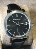 Burberry The City Black Dial Black Leather Strap Watch for Men - BU9009