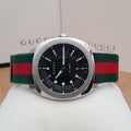 Gucci GG2570 Quartz Black Dial Two Tone Nylon Strap Watch For Men - YA142305