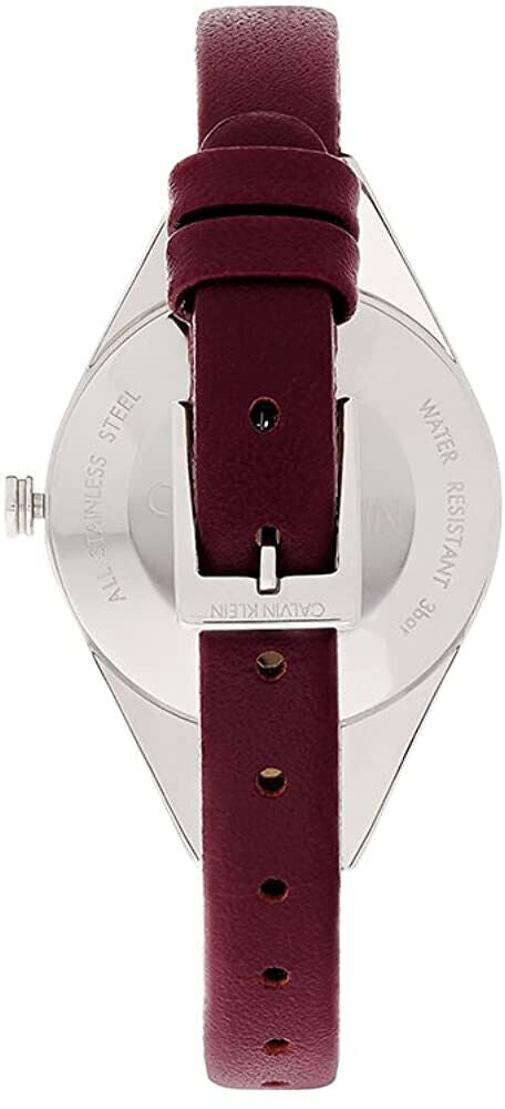 Calvin Klein Rebel Blue Dial Maroon Leather Strap Watch for Women - K8P231UN