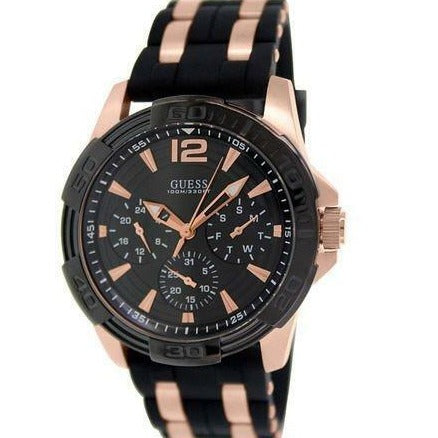 Guess Oasis Black Dial Two Tone Steel Strap Watch for Men - W0366G3