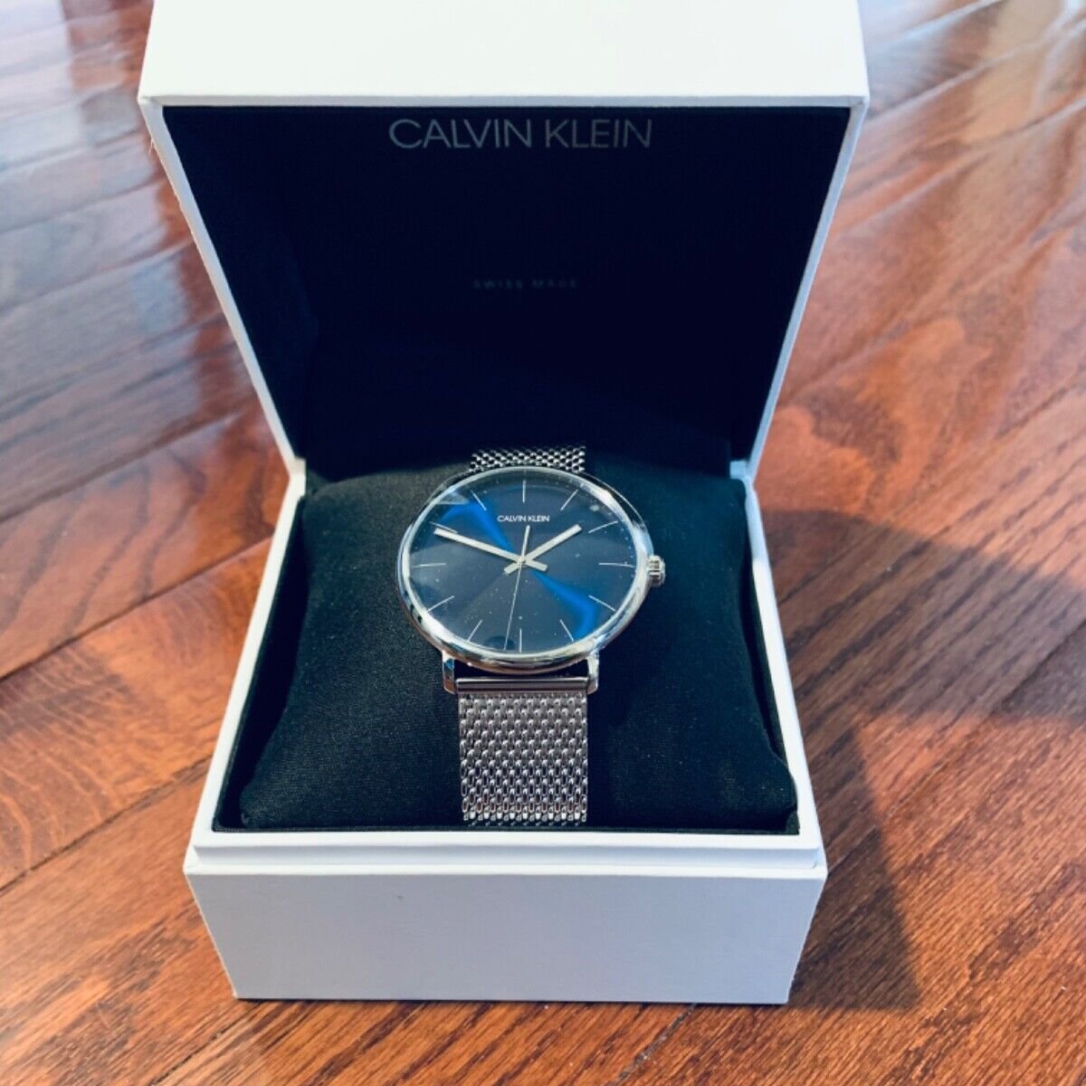 Calvin Klein High Noon Quartz Blue Dial Silver Mesh Bracelet Watch for Men - K8M2112N