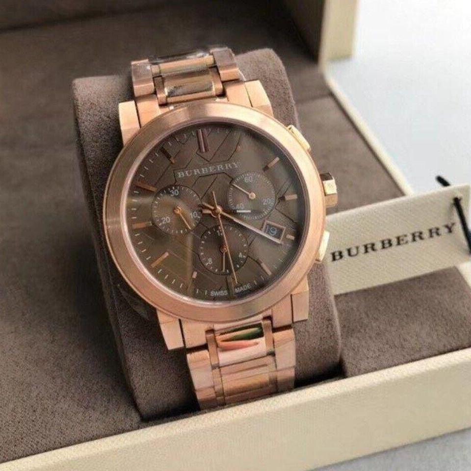 Burberry The City Grey Dial Rose Gold Steel Strap Unisex Watch - BU9754