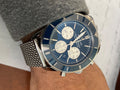 Breitling Superocean Heritage B01 Chronograph 44 Blue Dial Silver Mesh Bracelet Watch for Men - AB0162161C1A1