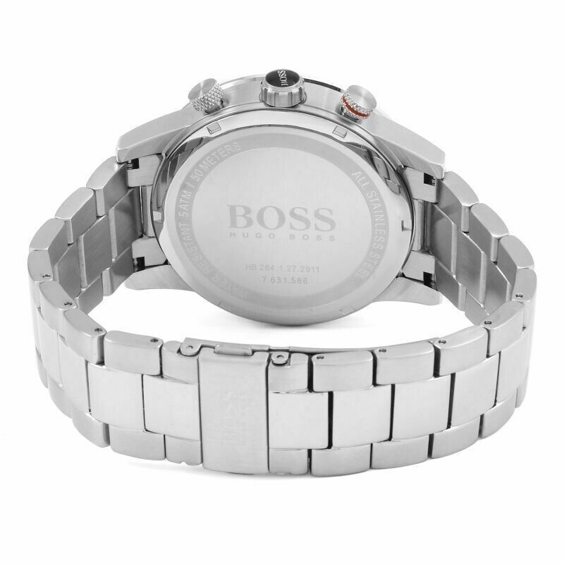 Hugo Boss Rafale Chronograph Black Dial Silver Steel Strap Watch for Men - 1513509