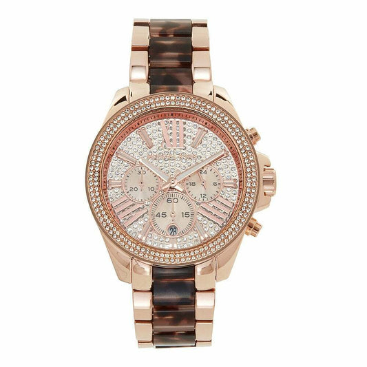 Michael Kors Wren Rose Gold Diamonds Dial Two Tone Steel Strap Watch for Women - MK6159