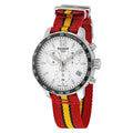 Tissot Quickster Chronograph NBA Miami Heat Edition White Dial Two Tone NATO Strap Watch for Men - T095.417.17.037.08