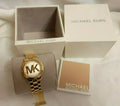 Michael Kors Slim Runway Gold Dial Gold Steel Strap Watch for Women - MK3477