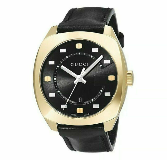 Gucci GG2570 Black Leather Black Dial Quartz Watch For Men - YA142310