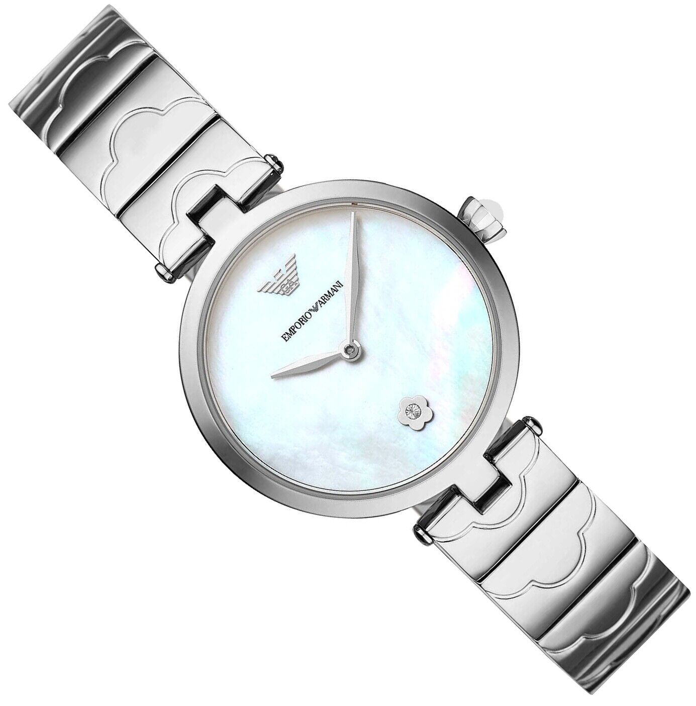 Emporio Armani Mother of Pearl Dial Silver Steel Strap Watch For Women - AR11235