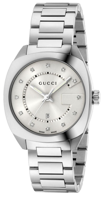 Gucci GG2570 Quartz Diamonds Silver Dial Silver Steel Strap Watch For Women - YA142403