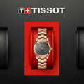 Tissot T Wave Anthracite Dial Rose Gold Steel Strap Watch For Women - T112.210.33.061.00