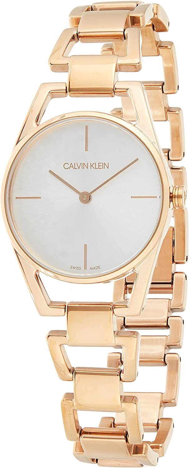 Calvin Klein Dainty White Dial Rose Gold Steel Strap Watch for Women - K7L23646