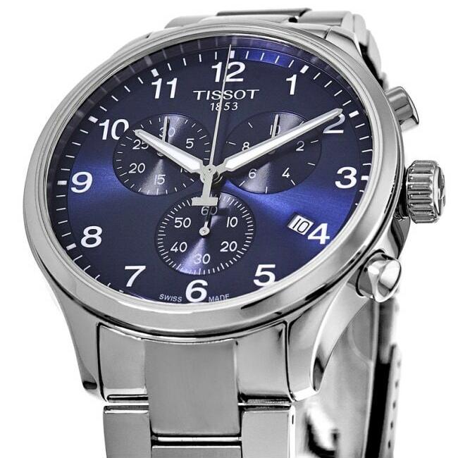 Tissot T Sport Chrono XL Classic Blue Dial Silver Steel Strap Watch For Men - T116.617.11.047.01