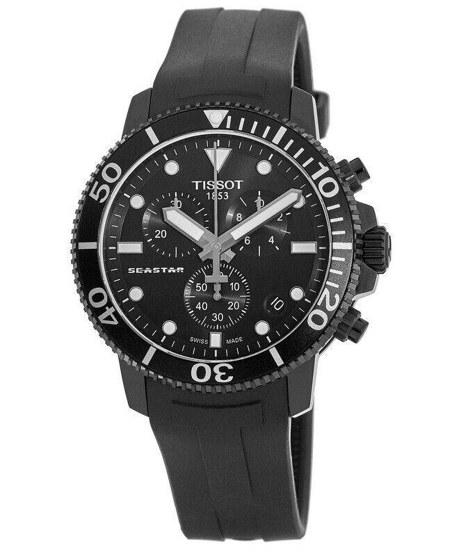 Tissot Seaster 1000 Chronograph Black Dial Black Rubber Strap Watch For Men - T120.417.37.051.02