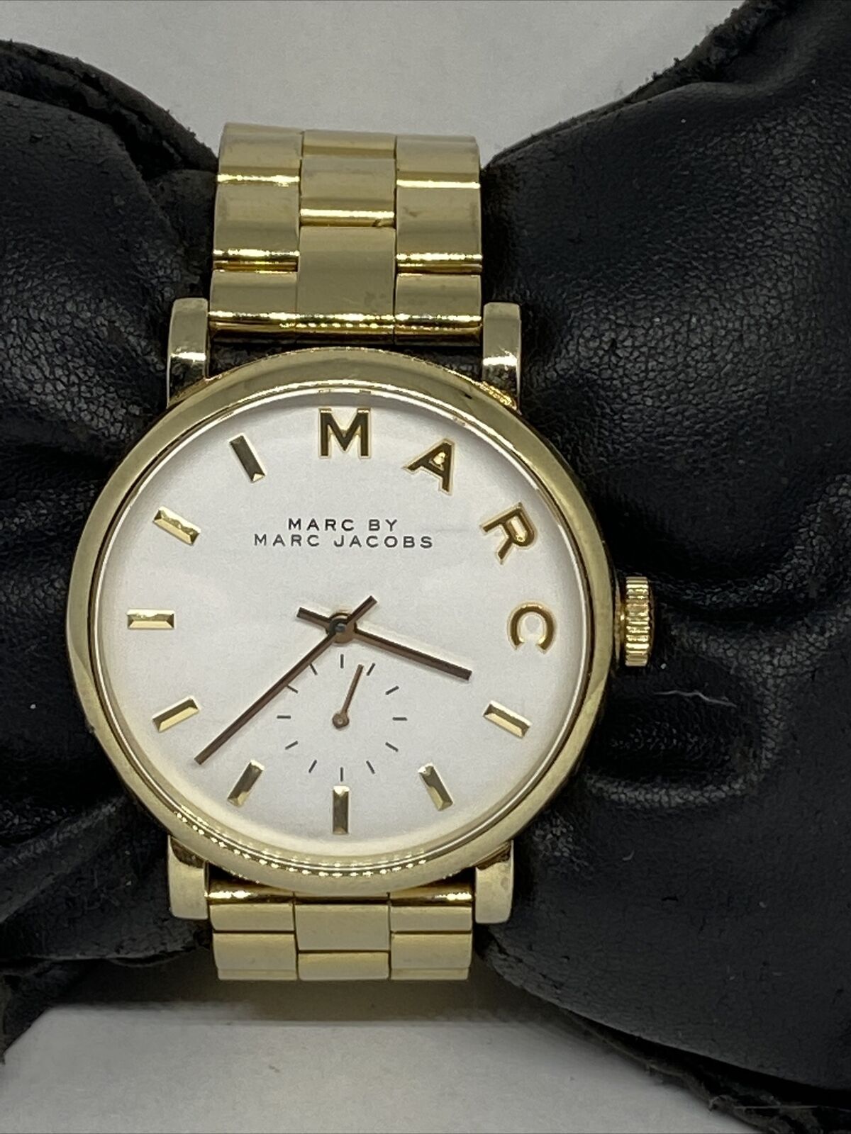 Marc Jacobs Baker White Dial Gold Stainless Steel Strap Watch for Women - MBM3243