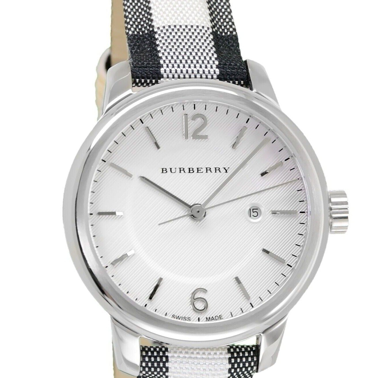 Burberry Classic Silver Dial Horseberry Black Leather Strap Watch for Women - BU10103