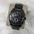 Fossil Machine Chronograph Black Dial Black Steel Strap Watch for Men - FS4552