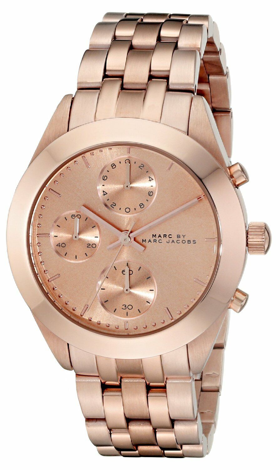 Marc Jacobs Peeker Chronograph Rose Gold Dial Stainless Steel Strap Watch for Women - MBM3394