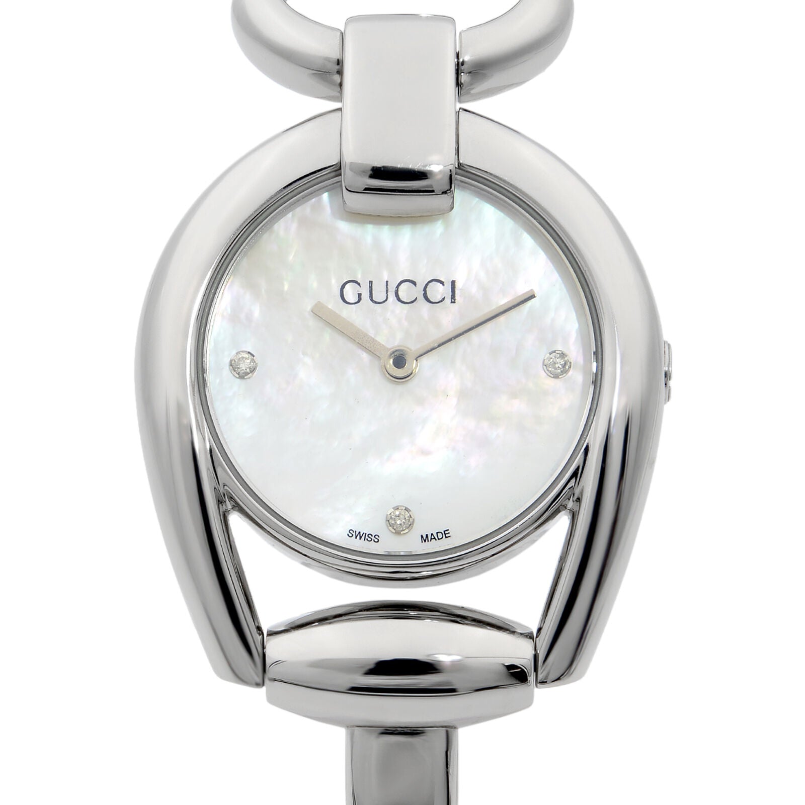 Gucci Horsebit Collection Diamonds Mother of Pearl Dial Silver Steel Strap Watch For Women - YA139506