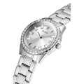 Guess Sparkler Diamonds Silver Dial Silver Steel Strap Watch for Women - GW0111L1