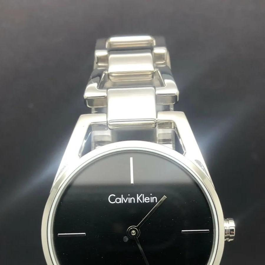 Calvin Klein Dainty Black Dial Silver Steel Strap Watch for Women - K7L23141