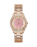 Guess Glitter Diamonds Pink Dial Rose Gold Steel Strap Watch for Women - GW0405L3