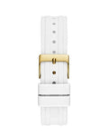 Guess Heiress Diamonds Gold Dial White Rubber Strap Watch for Women - GW0407L2