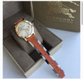 Burberry The City Gold Dial Orange Leather Strap Watch for Women - BU9016