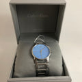 Calvin Klein Stately Mother of Pearl Blue Dial Silver Steel Strap Watch for Women - K3G2312N