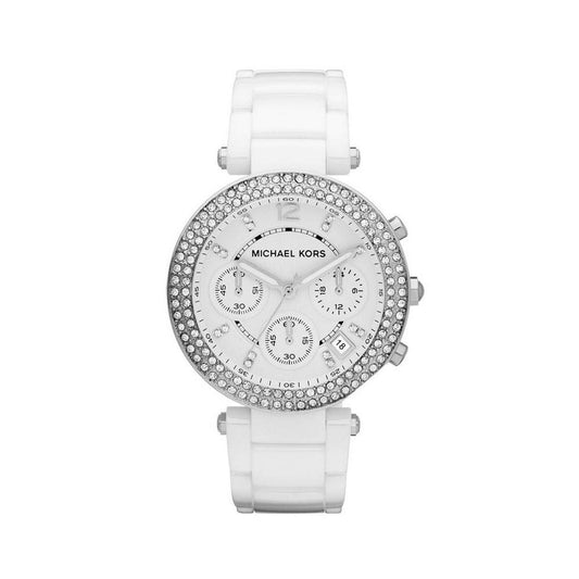 Michael Kors Parker White Dial White Ceramic Strap Watch for Women - MK5654