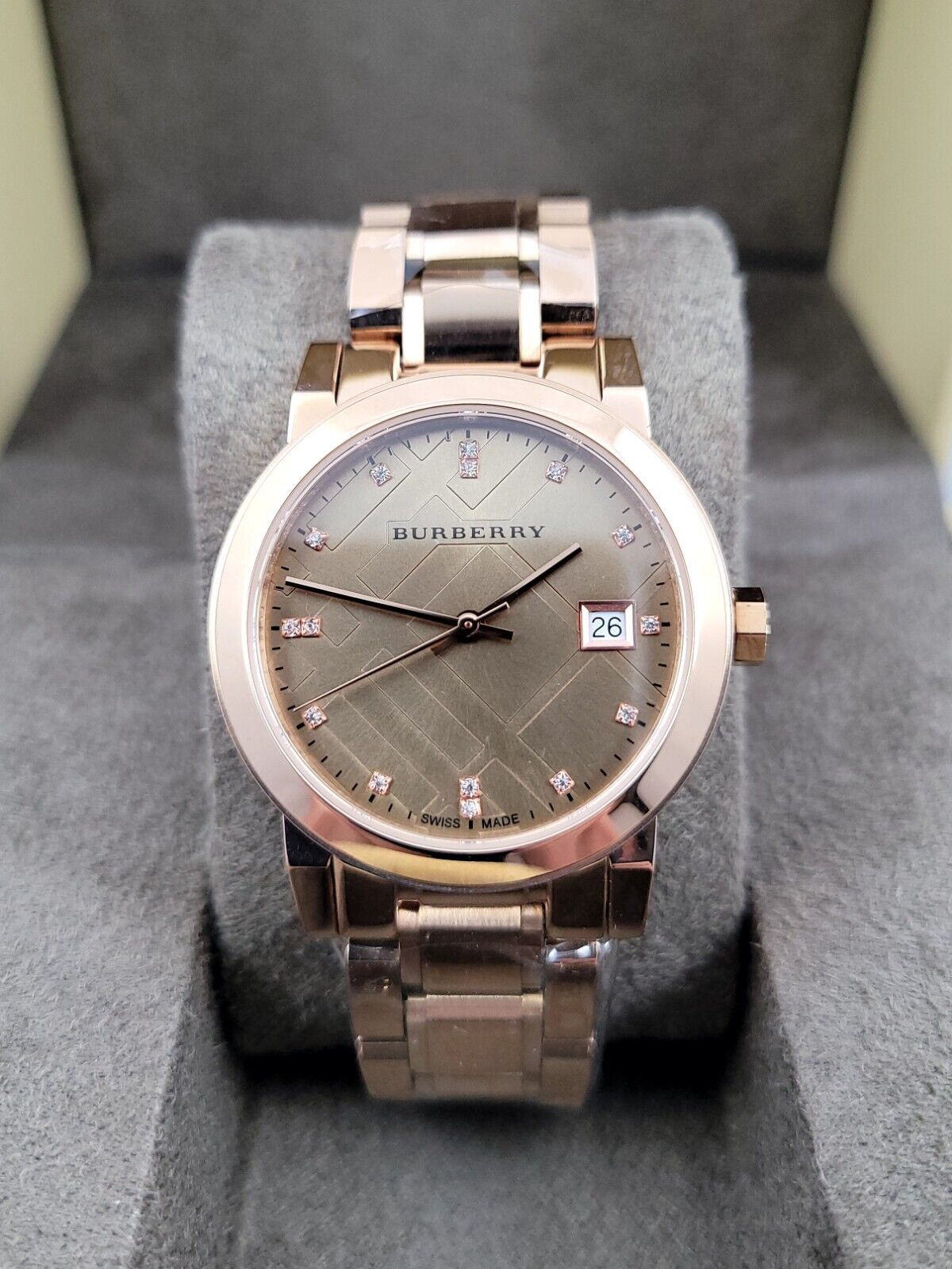 Burberry The City Rose Gold Dial with Diamonds Rose Gold Stainless Steel Watch for Women - BU9126