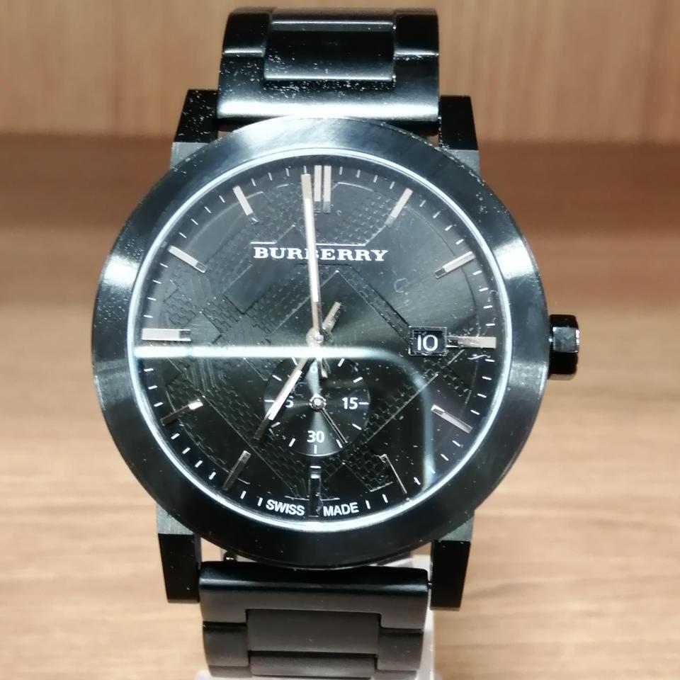 Burberry The City Black Dial Black Leather Strap Watch for Men - BU9906