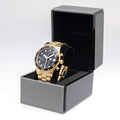 Emporio Armani Chronograph Black Dial Gold Steel Strap Watch For Men - AR5857