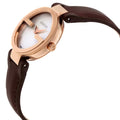 Gucci Interlocking Mother of Pearl Dial Brown Leather Strap Watch For Women - YA133516