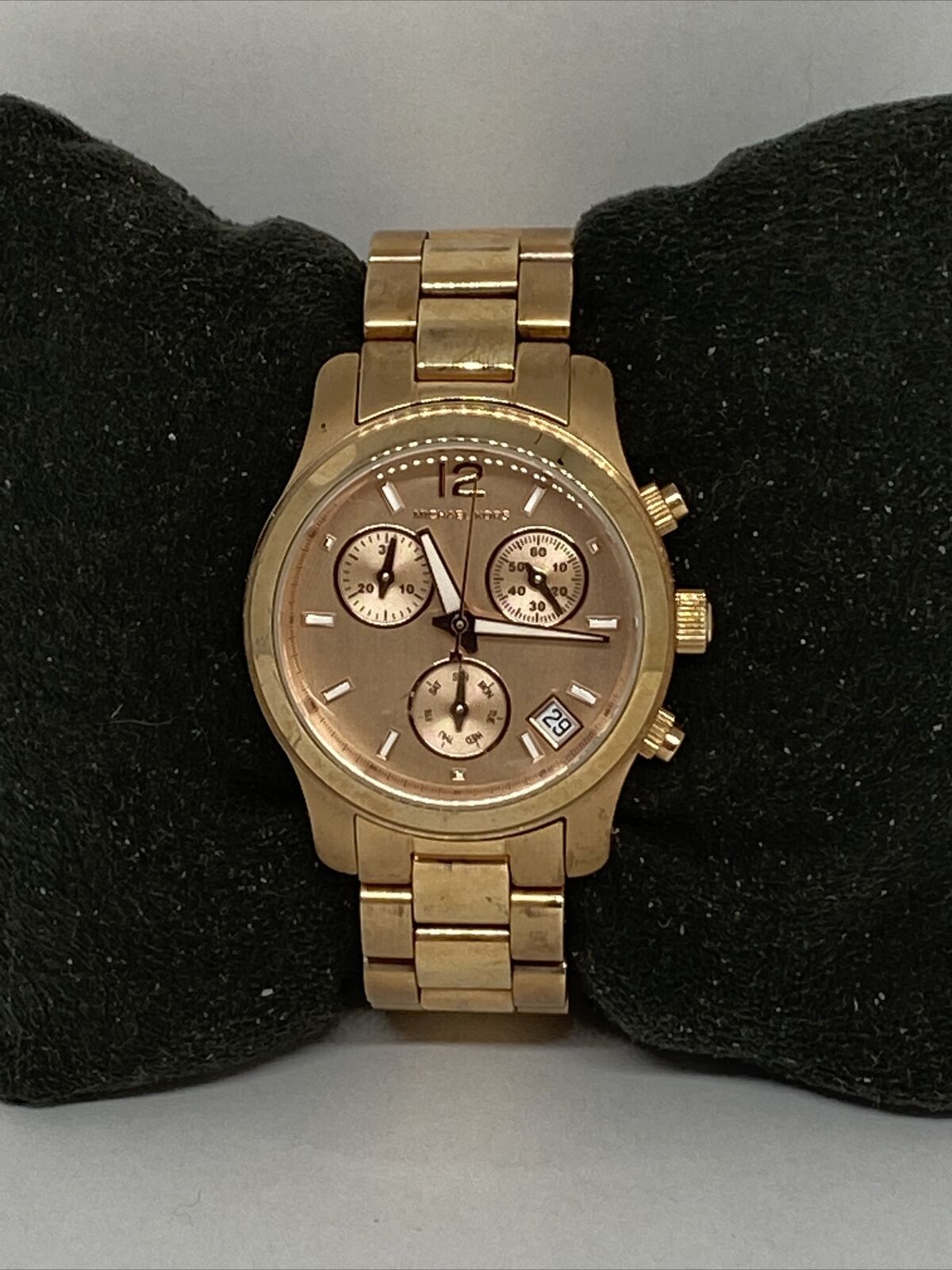 Michael Kors Runway Chronograph Rose Gold Dial Rose Gold Steel Strap Watch for Women - MK5430