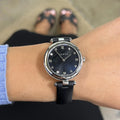 Gucci Diamantissima Diamonds Black Dial Black Leather Strap Watch For Women - YA141403