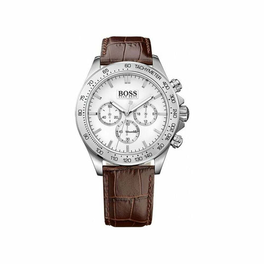 Hugo Boss Ikon White Dial Brown Leather Strap Watch for Men - 1513175