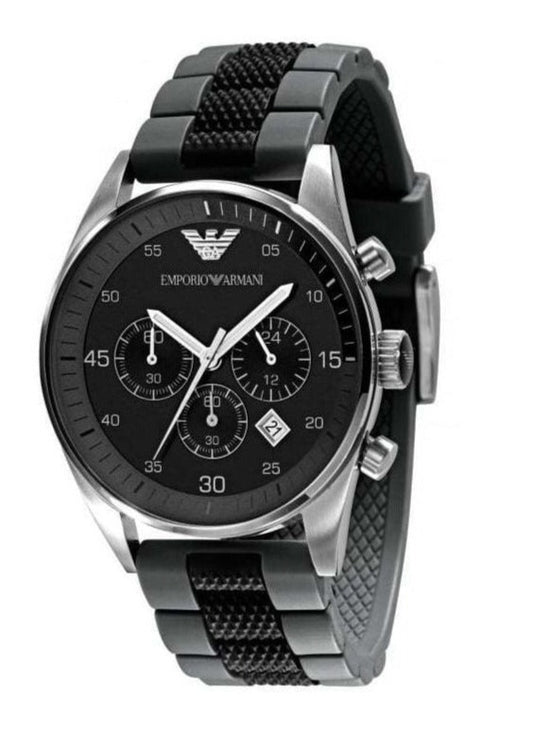 Emporio Armani Sportivo Black Dial Two Tone Ceramic Bracelet Watch For Men - AR5866