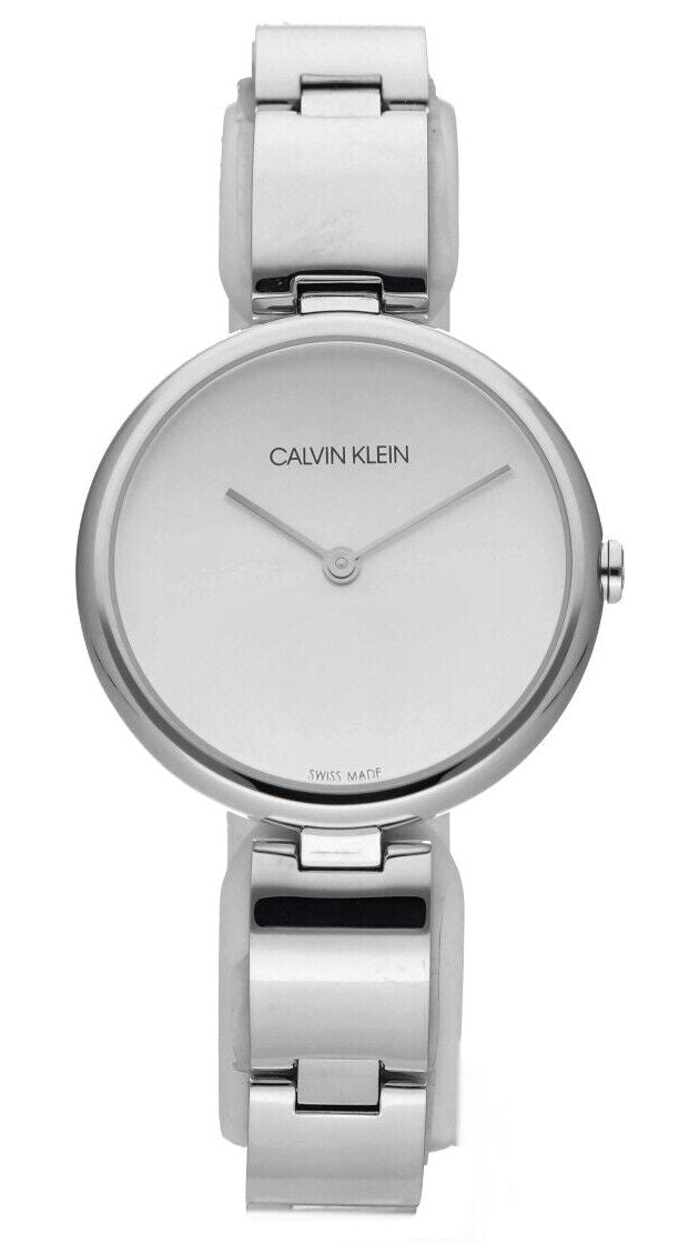 Calvin Klein Wavy Silver Dial Silver Steel Strap Watch for Women - K9U23146