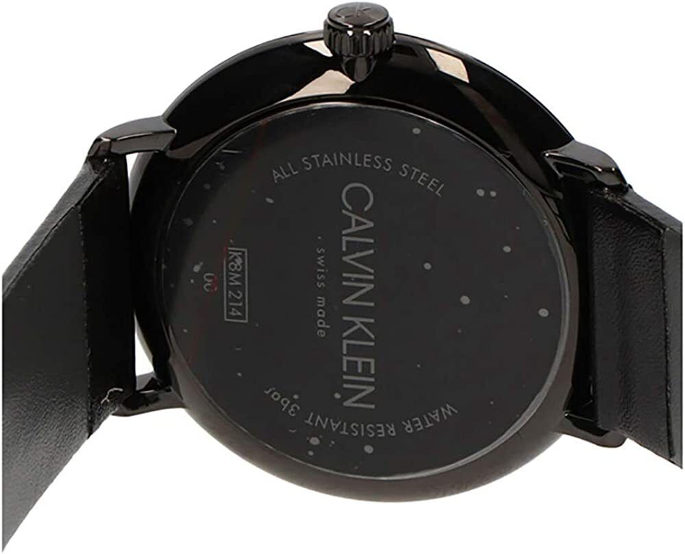 Calvin Klein High Noon Quartz Black Dial Black Leather Strap Watch for Men - K8M214CB