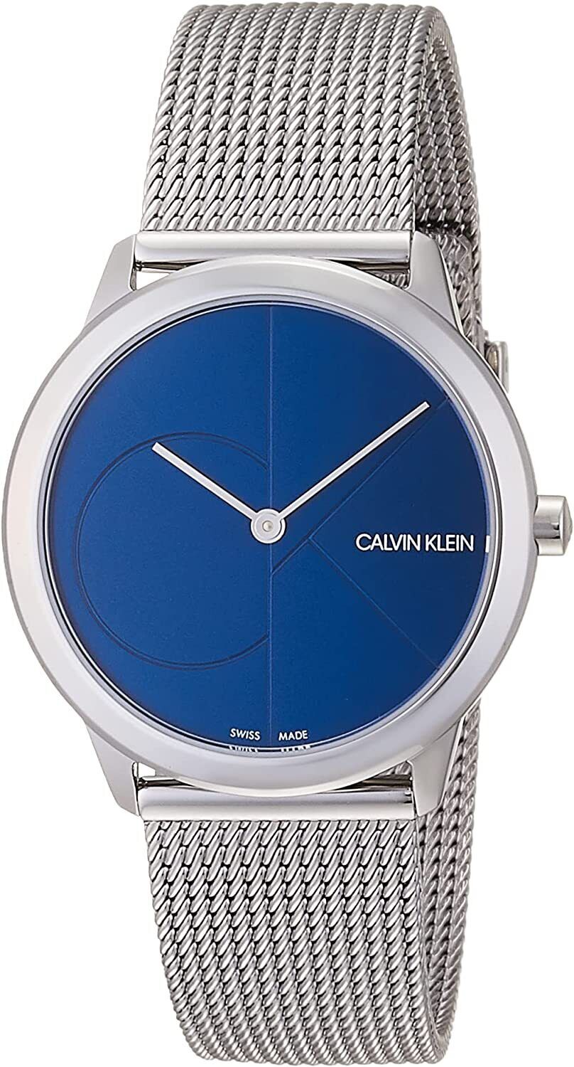 Calvin Klein Minimal Blue Dial Silver Mesh Bracelet Watch for Women - K3M2212N