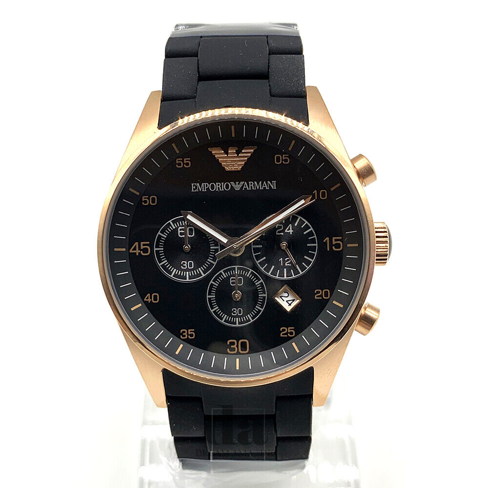 Emporio Armani Sportivo Chronograph Black Dial Black Steel Strap Watch For Men - AR5905